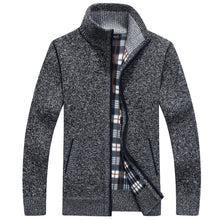 Load image into Gallery viewer, Men&#39;s warm long sleeve stand collar full zip cardigan knitted casual pullover jacket coat
