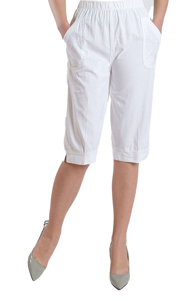 Women‘s Summer Casual Comfy Drawstring Beach Capri  Pants with Pockets