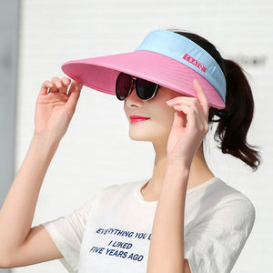 Sun Visor Hats Women Large Brim Summer UV Protection Beach Cap