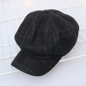 Women's Classic Newsboy cotton Caps  Visor  British style plaid Hat