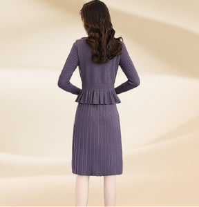 Women's Mock neck Long Sleeve Tunics long Sweater knitted suit look dresses