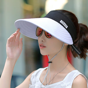 Sun Visor Hats Women Large Brim Summer UV Protection Beach Cap