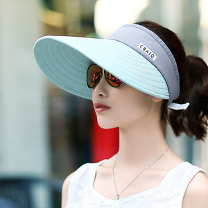 Sun Visor Hats Women Large Brim Summer UV Protection Beach Cap