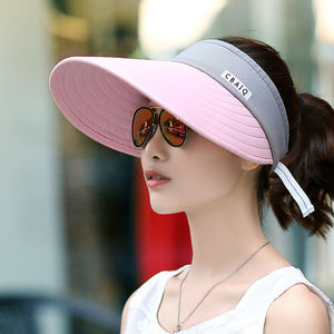 Sun Visor Hats Women Large Brim Summer UV Protection Beach Cap