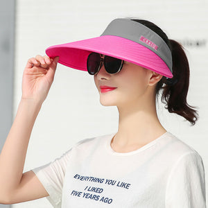 Sun Visor Hats Women Large Brim Summer UV Protection Beach Cap