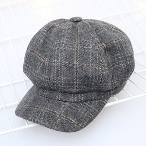 Women's Classic Newsboy cotton Caps  Visor  British style plaid Hat