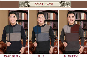 Men's long sleeve crewneck stylish Geometric patterns sweater knitted casual pullover tops