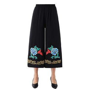 Women's Casual Floral Print Yoga  Wide-leg loose ankle Pants