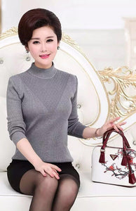 Women’s long sleeve mockneck slim sweater knitted pullover tops