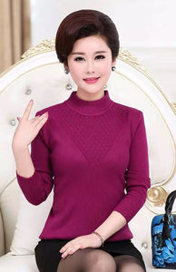 Women’s long sleeve mockneck slim sweater knitted pullover tops