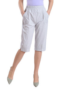 Women‘s Summer Casual Comfy Drawstring Beach Capri  Pants with Pockets