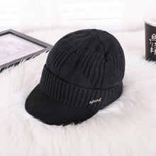 Load image into Gallery viewer, unisex visor  warm chunky cable knit hats , fleece lined  snow  ski caps
