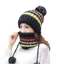 Load image into Gallery viewer, Women&#39;s 2PCS warm  Knit  Beanie Hat &amp; scarf set   Fleece Lining Winter Cap
