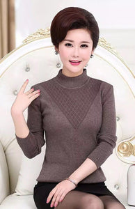 Women’s long sleeve mockneck slim sweater knitted pullover tops