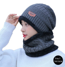 Load image into Gallery viewer, Unisex 2PCS  Winter solid Beanie Hat + Scarf Set Warm Fleece Lined  Knit Ski Cap
