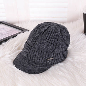 unisex visor  warm chunky cable knit hats , fleece lined  snow  ski caps