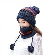 Load image into Gallery viewer, Women&#39;s 2PCS warm  Knit  Beanie Hat &amp; scarf set   Fleece Lining Winter Cap
