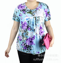 Load image into Gallery viewer, Women&#39;s Scoop neck Short Sleeve Loose Fit  floral print T-Shirt casual blouses
