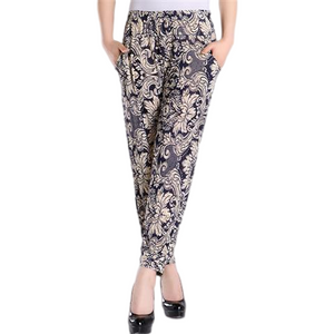 Women's Casual Boho Floral Print Yoga  Harem Lantern Pants ankle Pants