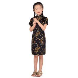 Kids stand collar short sleeves classic  pattern cheongsam