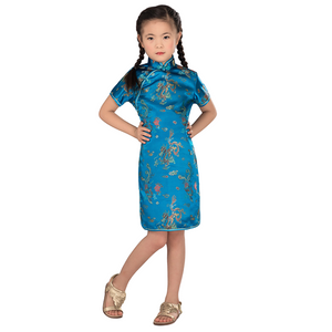 Kids stand collar short sleeves classic  pattern cheongsam