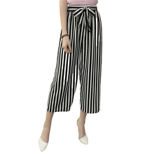 Load image into Gallery viewer, Women&#39;s summer Striped wide-leg Capri pants
