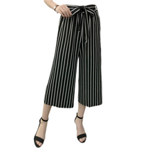 Load image into Gallery viewer, Women&#39;s summer Striped wide-leg Capri pants
