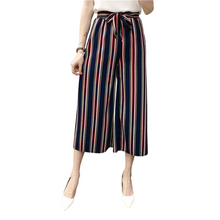 Load image into Gallery viewer, Women&#39;s summer Striped wide-leg Capri pants
