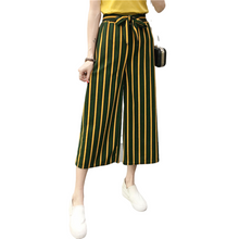 Load image into Gallery viewer, Women&#39;s summer Striped wide-leg Capri pants
