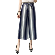 Load image into Gallery viewer, Women&#39;s summer Striped wide-leg Capri pants
