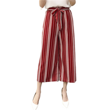 Load image into Gallery viewer, Women&#39;s summer Striped wide-leg Capri pants
