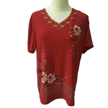 Load image into Gallery viewer, Women&#39;s Casual V-neck Short Sleeve  solid colors classic pattern Blouse
