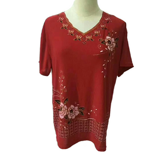 Women's Casual V-neck Short Sleeve  solid colors classic pattern Blouse