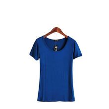 Load image into Gallery viewer, Women&#39;s summer solid colors scoop neck short sleeve Modal blouses T-shirt
