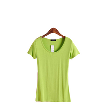 Load image into Gallery viewer, Women&#39;s summer solid colors scoop neck short sleeve Modal blouses T-shirt
