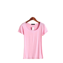 Load image into Gallery viewer, Women&#39;s summer solid colors scoop neck short sleeve Modal blouses T-shirt
