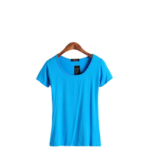 Load image into Gallery viewer, Women&#39;s summer solid colors scoop neck short sleeve Modal blouses T-shirt
