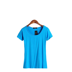 Women's summer solid colors scoop neck short sleeve Modal blouses T-shirt