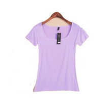 Load image into Gallery viewer, Women&#39;s summer solid colors scoop neck short sleeve Modal blouses T-shirt
