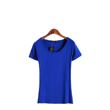 Load image into Gallery viewer, Women&#39;s summer solid colors scoop neck short sleeve Modal blouses T-shirt
