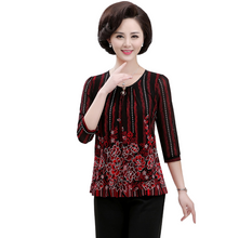 Load image into Gallery viewer, Women‘s Scoop neck three quarter slim fit tops mesh lace blouse
