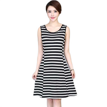 Load image into Gallery viewer, Women&#39;s scoop neck sleeveless stripe slim summer causal dresses
