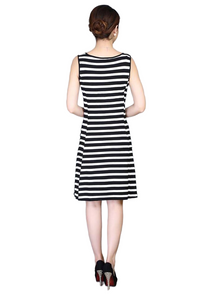 Women's scoop neck sleeveless stripe slim summer causal dresses