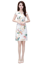 Load image into Gallery viewer, Women&#39;s summer scoop neck short sleeve floral print slim fit dresses
