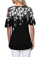 Load image into Gallery viewer, Women&#39;s Scoop neck Strapless Short Sleeve Sexy Print Off Shoulder T-Shirt Top
