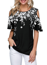 Load image into Gallery viewer, Women&#39;s Scoop neck Strapless Short Sleeve Sexy Print Off Shoulder T-Shirt Top
