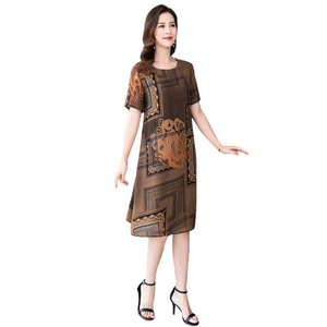 Women's scoop neck short sleeve  Brown or Burgundy loose dresses