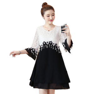 Fashion Dress, lace dress, Black & white dress