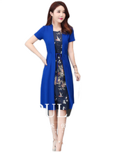 Load image into Gallery viewer, Fake two short-sleeved dresses, slim-fit printing plus size skirt， Korean version
