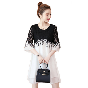 Fashion Dress, lace dress, Black & white dress